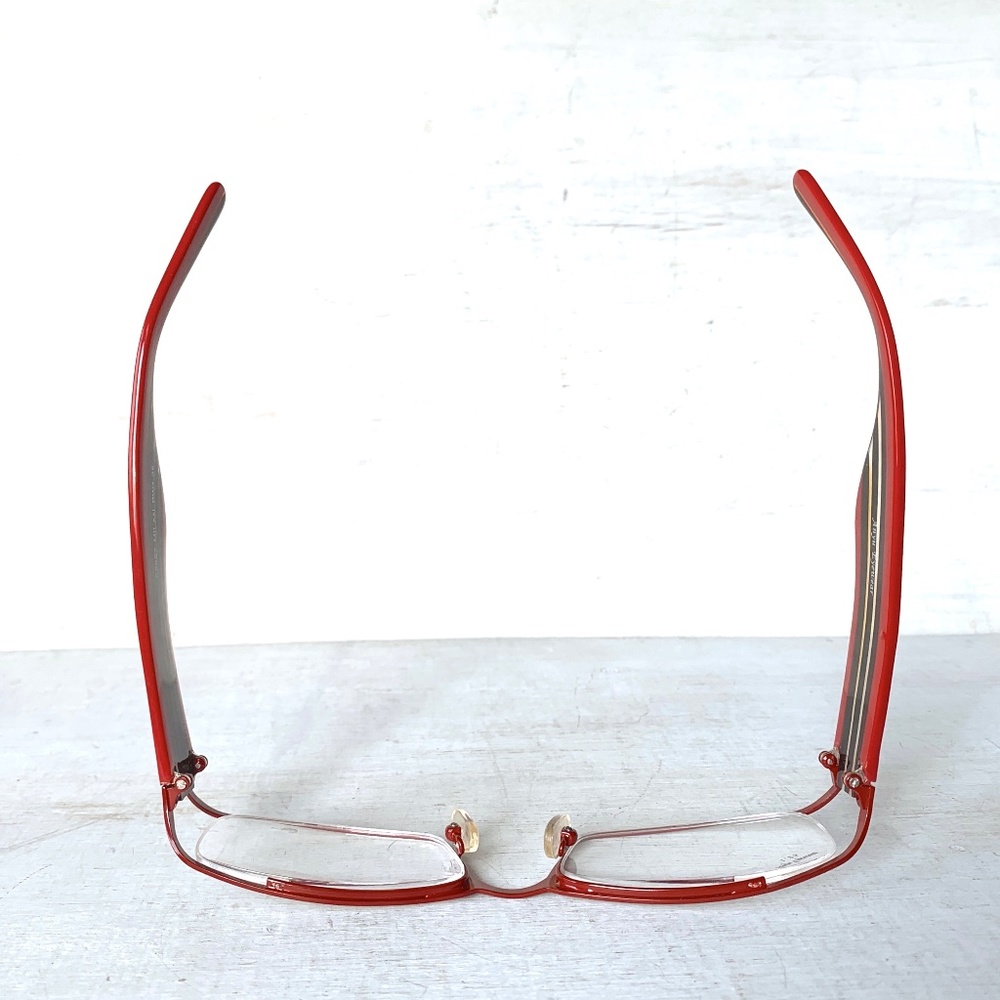 Red Men's Rectangular Metal Eyeglass Frames - image 11